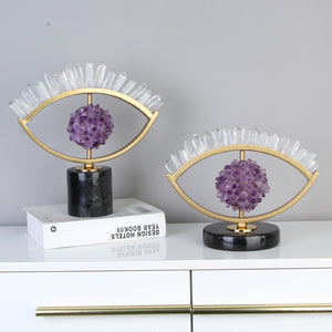 Light Luxury Metal Lucky Ornament Purple Crystal Eye Creative Crafts Living Room Decoration Opening Gift Home Decor Accessories acacuss