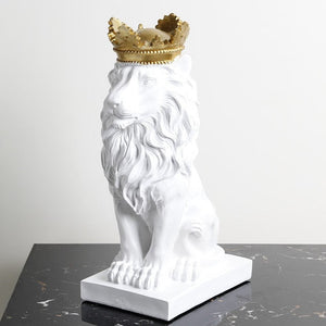 Lion Animal Figurines Resin Crown Lions Statue Handmade Artwork Gift Home Office Decor Ornament Living Room Desk Home Decor acacuss