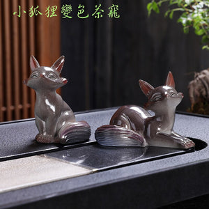 Little Fox Color-changing Tea Pet Ornament Creative Home Fox Tea Play Desktop Decoration Tea Set Tea Ceremony Accessories acacuss