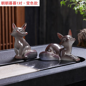 Little Fox Color-changing Tea Pet Ornament Creative Home Fox Tea Play Desktop Decoration Tea Set Tea Ceremony Accessories acacuss