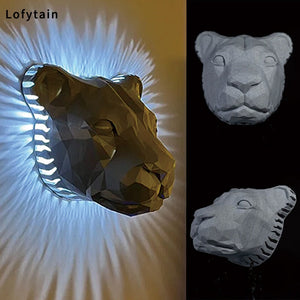 Lofytain LED Animal Projection Lamp Owl Lion Eagle Night Light Animal Wall Sconce Study Bedroom Decoration Ornaments acacuss