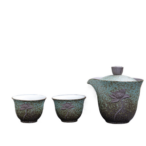 Lotus Kung Fu Travel Tea Set Ceramic Teapot Teacup Gaiwan Porcelain Teaset Kettles Teaware Sets Drinkware Tea Ceremony acacuss