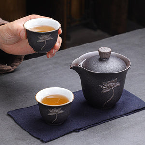 Lotus Kung Fu Travel Tea Set Ceramic Teapot Teacup Gaiwan Porcelain Teaset Kettles Teaware Sets Drinkware Tea Ceremony acacuss
