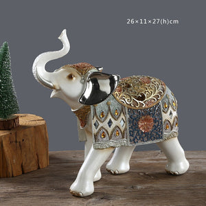 Lucky Elephant Statue Elephant Figurines Resin Office Miniatures Golden Feng Shui Elephant Ornament Home Decoration acacuss