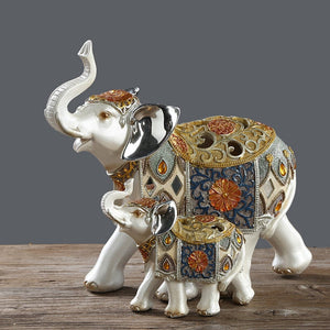 Lucky Elephant Statue Elephant Figurines Resin Office Miniatures Golden Feng Shui Elephant Ornament Home Decoration acacuss