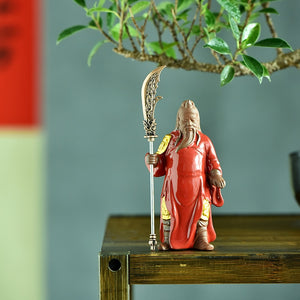 Lucky Guan Gong God Statue Guan Yu Ceramic Figure Living Room Wine Cabinet Office Desktop Tea Table Ornament Home Decor acacuss