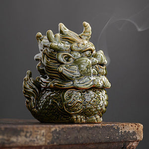 Lucky Kylin Incense Burners Dragon Incense Holder Incense Burner Sandalwood Censer Home Decor Craft Fengshui Fabulous Wild Beast acacuss