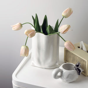Luxury Ceramic Silver Plant Vase Electroplating Floral Living Room Flower Arrangement Hotel Art Pot Decoration Home Accessories acacuss