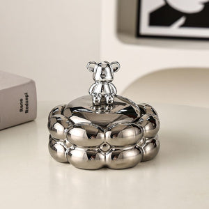 Luxury Cotton Candy Ashtray with Lid Bear Fly Ash Proof Home Living Room Decorations Office Creative Circular Ashtray Ornaments acacuss
