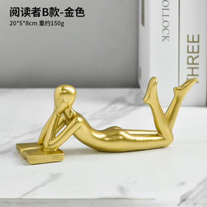 Luxury Creative Thinker Reading Sculptures Home Decor Accessories Living Room Office Study Little Figure Statues Art Room Decor acacuss