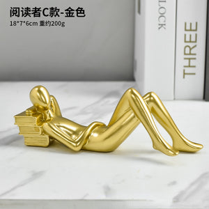Luxury Creative Thinker Reading Sculptures Home Decor Accessories Living Room Office Study Little Figure Statues Art Room Decor acacuss