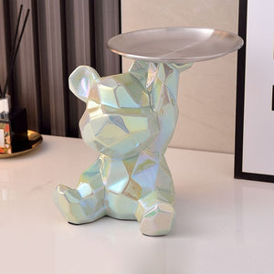 Luxury Porcelain Bear Storage Tray Nordic Creative Figurines Ornaments Porch Desk Home Decoration Keys Candy Storage Home Decor acacuss