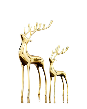Luxury deer decor Metal brass Deer combination Golden reindeer statue deer Sculpture Home Living room Table decoration acacuss