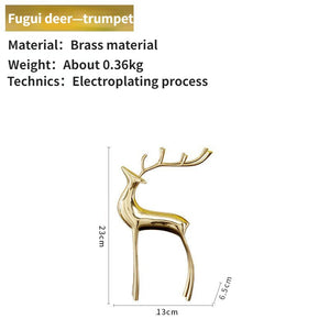 Luxury deer decor Metal brass Deer combination Golden reindeer statue deer Sculpture Home Living room Table decoration acacuss