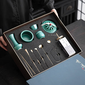 Malachite Green Incense Utensils Gift Box Set Incense Seal Grey Press/powder/spoon/shovel/Incense Burner Tool Home Decoration acacuss