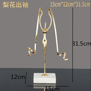 Marble Base Copper Ornaments set Ballerina Sculpture Dance Art Decoration Crafts Figurines Home Accessories Statue Miniatures acacuss