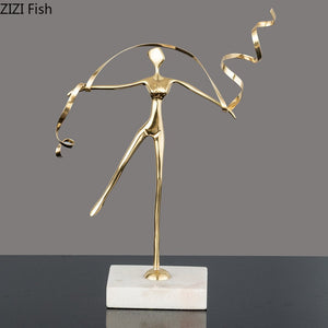 Marble Base Copper Ornaments set Ballerina Sculpture Dance Art Decoration Crafts Figurines Home Accessories Statue Miniatures acacuss