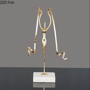 Marble Base Copper Ornaments set Ballerina Sculpture Dance Art Decoration Crafts Figurines Home Accessories Statue Miniatures acacuss