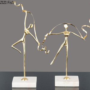 Marble Base Copper Ornaments set Ballerina Sculpture Dance Art Decoration Crafts Figurines Home Accessories Statue Miniatures acacuss