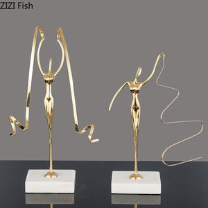 Marble Base Copper Ornaments set Ballerina Sculpture Dance Art Decoration Crafts Figurines Home Accessories Statue Miniatures acacuss