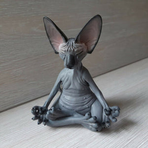 Meditation Yoga Happy Cat Whimsical Buddha Sphinx Cat Statue Art Deco Sculpture Outdoor Garden Statue acacuss
