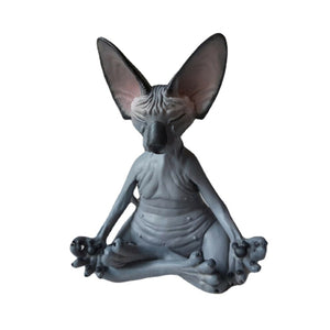 Meditation Yoga Happy Cat Whimsical Buddha Sphinx Cat Statue Art Deco Sculpture Outdoor Garden Statue acacuss