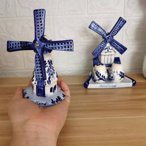 Mediterranean retro hand-painted blue windmill seasoning pot set ceramic home decoration kitchen decoration housewarming gift acacuss