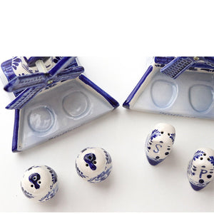 Mediterranean retro hand-painted blue windmill seasoning pot set ceramic home decoration kitchen decoration housewarming gift acacuss