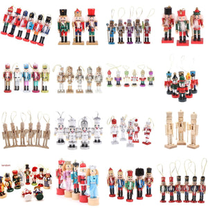 Merry Christmas Decoration Kids Nutcracker Soldier Doll Wooden Pendants New Year Decor Ornaments For Xmas Tree Decor acacuss