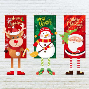 2023 Merry Christmas Hanging Cloth Banner Creative Cartoon Background Fabric Christmas Decor for Home Xmas Pendants Navidad Noel acacuss