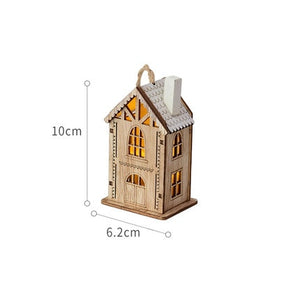 Merry Christmas LED Light Wooden House Luminous Cabin Christmas Decorations for Home DIY Xmas Tree Ornaments Kids Gifts New Year acacuss