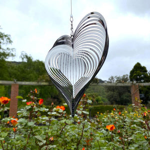 Metal 3D Wind Spinner Chimes Bedroom Indoor Room Outdoor Decor Heart Square Drop Shape Carving Craft Metal 3D Rotating Windchime acacuss