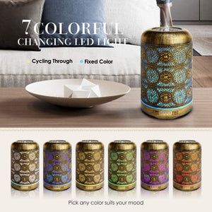 Metal Aromatherapy Machine 260ml Essential Oils Diffuser Air Humidifier 7 Colors Night Light Auto Shut Off Timer Office Bedroom acacuss