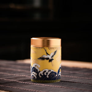 Metal Ceramics Double Layer Tea Caddy Moisture-proof Sealed Tank Portable Small Tea Box Tea Container Home Food Storage Tank acacuss