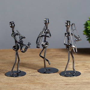 Metal Musician Guitar Player Statue Musical Instrument Little Iron Art Collectible Figurine Home Cafe Office Book Shelf Decorate acacuss