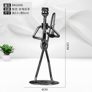 Metal Musician Guitar Player Statue Musical Instrument Little Iron Art Collectible Figurine Home Cafe Office Book Shelf Decorate acacuss