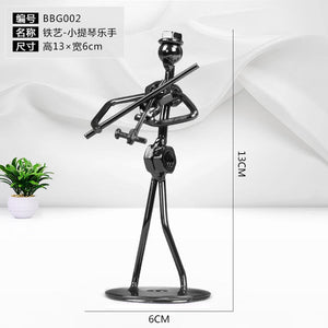Metal Musician Guitar Player Statue Musical Instrument Little Iron Art Collectible Figurine Home Cafe Office Book Shelf Decorate acacuss