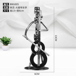 Metal Musician Guitar Player Statue Musical Instrument Little Iron Art Collectible Figurine Home Cafe Office Book Shelf Decorate acacuss