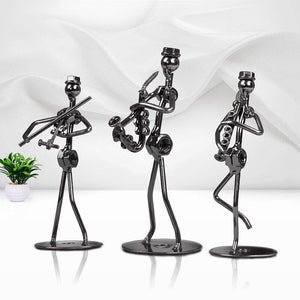 Metal Musician Guitar Player Statue Musical Instrument Little Iron Art Collectible Figurine Home Cafe Office Book Shelf Decorate acacuss