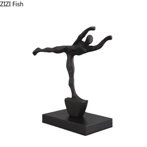 Minimalist Abstract Figures Sculpture Black Cast Iron Ornaments Desk Decoration Metal Character Statue Crafts Modern Home Decor acacuss