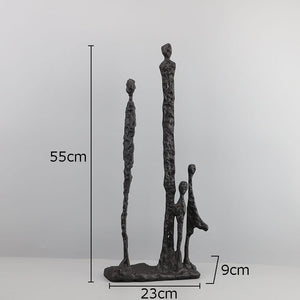 Minimalist Abstract Figures Sculpture Black Cast Iron Ornaments Desk Decoration Metal Character Statue Crafts Modern Home Decor acacuss