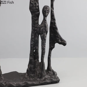 Minimalist Abstract Figures Sculpture Black Cast Iron Ornaments Desk Decoration Metal Character Statue Crafts Modern Home Decor acacuss