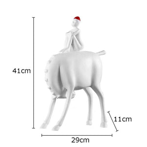 Minimalist Horse Riding Figure Crafts White Character Resins Sculpture Desk Decoration Ornaments Statue Aesthetic Room Decor acacuss
