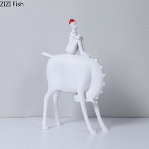 Minimalist Horse Riding Figure Crafts White Character Resins Sculpture Desk Decoration Ornaments Statue Aesthetic Room Decor acacuss