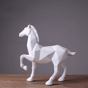 Modern Abstract White Horse Statue Resin Ornaments Home Decoration Accessories For Gift Geometric Resin Black Horse Sculpture acacuss