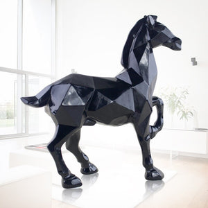 Modern Abstract White Horse Statue Resin Ornaments Home Decoration Accessories For Gift Geometric Resin Black Horse Sculpture acacuss