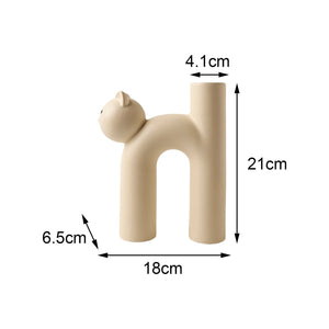 Modern Ceramic Vase Cute Tubular Cat Shape for Office Living Room Ornaments Nordic Flower Pot Dried Flower Art Crafts Gift acacuss