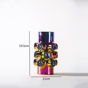 Modern Ceramics Colorful Openwork Vase Crafts Living Room Decoration Desktop Ornament Fantasy Vase Home Decor Accessories Gift acacuss
