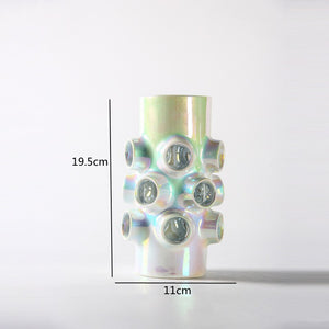 Modern Ceramics Colorful Openwork Vase Crafts Living Room Decoration Desktop Ornament Fantasy Vase Home Decor Accessories Gift acacuss