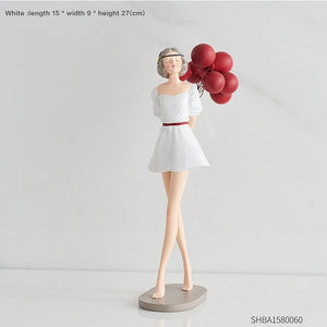 Modern Cute Balloon Girls Resin Ornaments Home Decor Crafts Statue Office Desk Figurines Decoration Bookcase Sculpture Craftsd acacuss